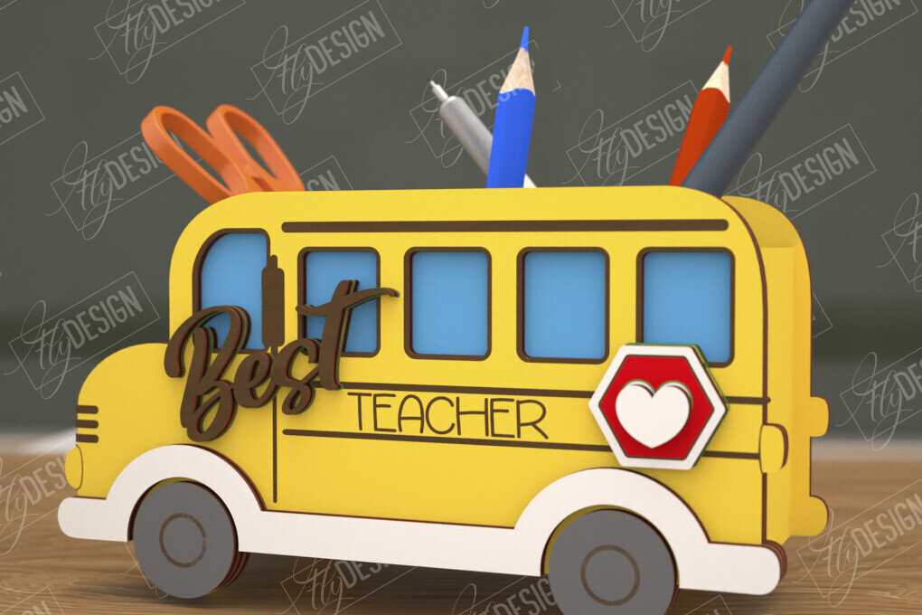 Intra απο ξύλο plywood 3mm-4mm πάχος – Μολυβοθήκη Δάσκαλος | Στάντα στυλό | CNC Δίασταση  20x20 cm INTRAFABR-108304579