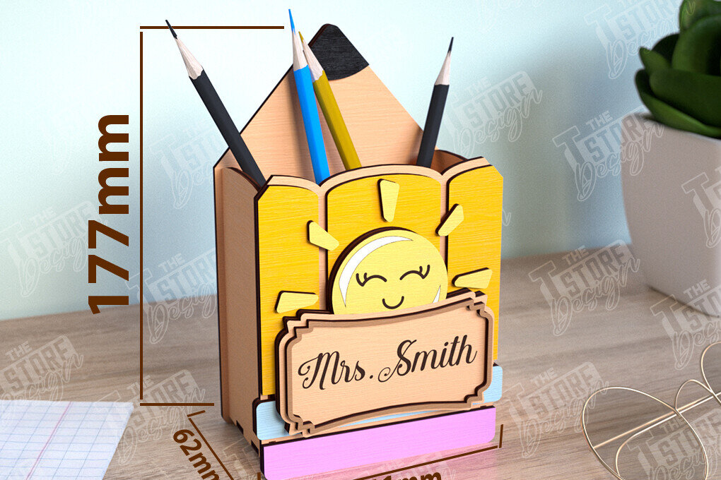 Intra απο ξύλο plywood 3mm-4mm πάχος – Μολυβοθήκη Δάσκαλος | Στάντα στυλό | CNC Δίασταση  20x20 cm INTRAFABR-111598421