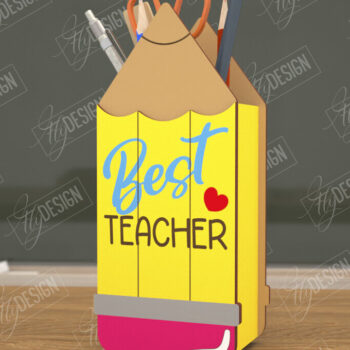 Intra απο ξύλο plywood 3mm-4mm πάχος – Μολυβοθήκη Δάσκαλος | Στάντα στυλό | CNC Δίασταση  20x20 cm INTRAFABR-108304605 - Image 1