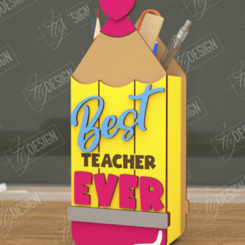 Intra απο ξύλο plywood 3mm-4mm πάχος – Μολυβοθήκη Δάσκαλος | Στάντα στυλό | CNC Δίασταση  20x20 cm INTRAFABR-108304662 - Image 1