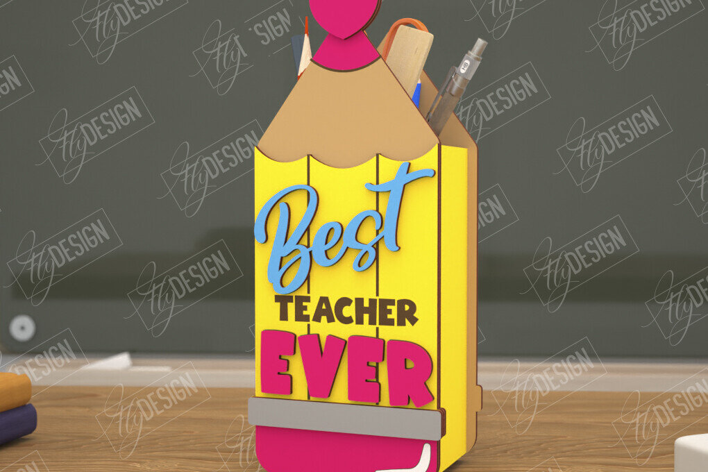 Intra απο ξύλο plywood 3mm-4mm πάχος – Μολυβοθήκη Δάσκαλος | Στάντα στυλό | CNC Δίασταση  20x20 cm INTRAFABR-108304662