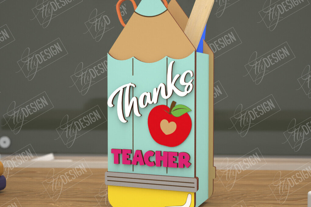 Intra απο ξύλο plywood 3mm-4mm πάχος – Μολυβοθήκη Δάσκαλος | Στάντα στυλό | CNC Δίασταση  20x20 cm INTRAFABR-108305072