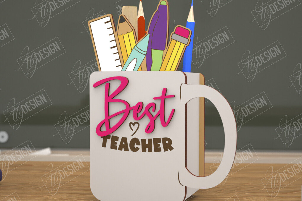 Intra απο ξύλο plywood 3mm-4mm πάχος – Μολυβοθήκη Δάσκαλος | Στάντα στυλό | CNC Δίασταση  20x20 cm INTRAFABR-108305093