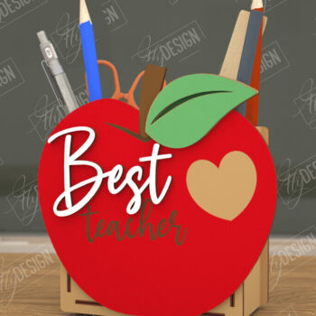 Intra απο ξύλο plywood 3mm-4mm πάχος – Μολυβοθήκη Δάσκαλος | Στάντα στυλό | CNC Δίασταση  20x20 cm INTRAFABR-108305370 - Image 1