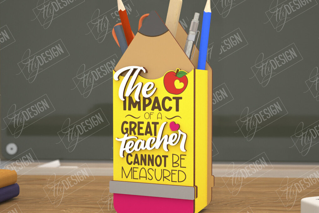 Intra απο ξύλο plywood 3mm-4mm πάχος – Μολυβοθήκη Δάσκαλος | Στάντα στυλό | CNC Δίασταση  20x20 cm INTRAFABR-108305403