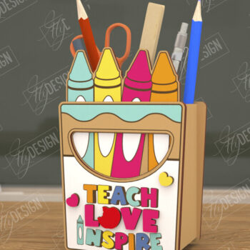 Intra απο ξύλο plywood 3mm-4mm πάχος – Μολυβοθήκη Δάσκαλος | Στάντα στυλό | CNC Δίασταση  20x20 cm INTRAFABR-108305485 - Image 1