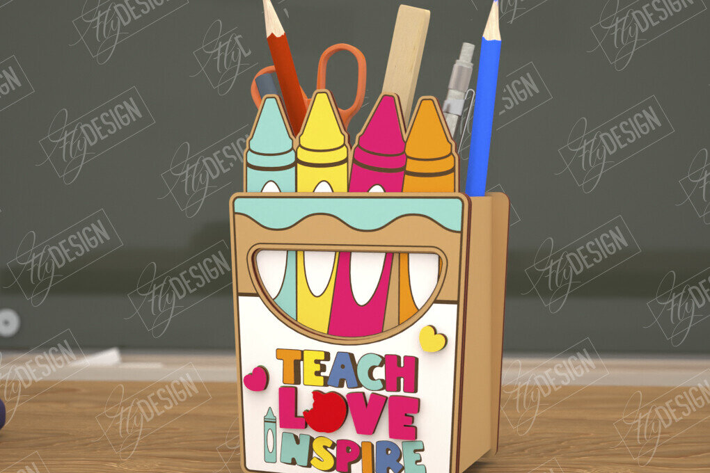 Intra απο ξύλο plywood 3mm-4mm πάχος – Μολυβοθήκη Δάσκαλος | Στάντα στυλό | CNC Δίασταση  20x20 cm INTRAFABR-108305485