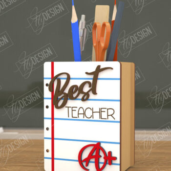 Intra απο ξύλο plywood 3mm-4mm πάχος – Μολυβοθήκη Δάσκαλος | Στάντα στυλό | CNC Δίασταση  20x20 cm INTRAFABR-108304505 - Image 1