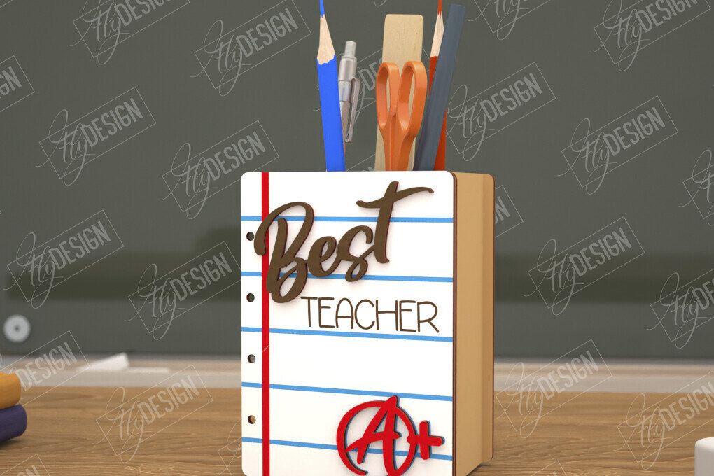 Intra απο ξύλο plywood 3mm-4mm πάχος – Μολυβοθήκη Δάσκαλος | Στάντα στυλό | CNC Δίασταση  20x20 cm INTRAFABR-108304505