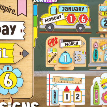 Intra απο ξύλο plywood 3mm-4mm πάχος – Πακέτο Διαρκούς Ημερολογίου Δασκάλου | CNC Δίασταση  20x20 cm INTRAFABR-116837553 - Image 1