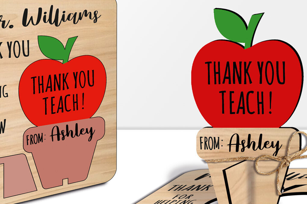 Intra απο ξύλο plywood 3mm-4mm πάχος – Δάσκαλος αναδυόμενο 3D Gift Appel στο Pot Δίασταση  20x20 cm INTRAFABR-103451009