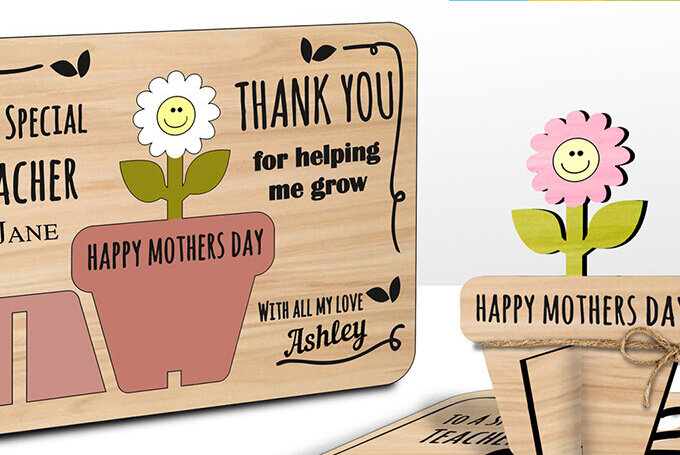 Intra απο ξύλο plywood 3mm-4mm πάχος – Αναδυόμενο δώρο δασκάλου τρισδιάστατο λέιζερ κάρτας λουλουδιών Δίασταση  20x20 cm INTRAFABR-103441987