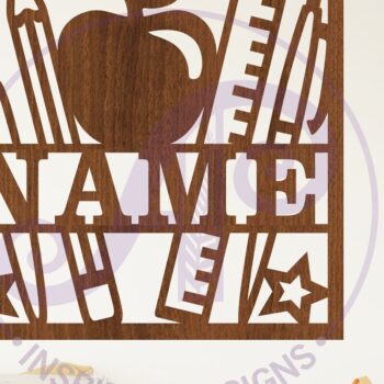 Intra απο ξύλο plywood 3mm-4mm πάχος – Teacher Square Name Laser Δίασταση  20x20 cm INTRAFABR-118310283 - Image 2