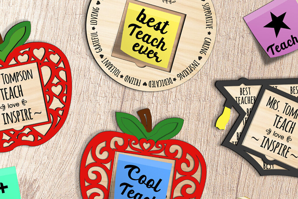 Intra απο ξύλο plywood 3mm-4mm πάχος – Δάσκαλος για κολλώδεις σημειώσεις Apple School Δίασταση  20x20 cm INTRAFABR-103444054