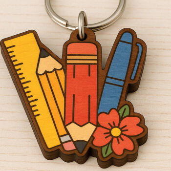 Intra απο ξύλο plywood 3mm-4mm πάχος – Μπρελόκ με προμήθειες δασκάλων Δίασταση 5x5 cm INTRAFABR-120897355 - Image 1