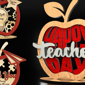 Intra απο ξύλο plywood 3mm-4mm πάχος – Σετ ντεκόρ γραφείου δασκάλου (3 τεμαχίων) Δίασταση  20x20 cm INTRAFABR-122893775 - Image 1