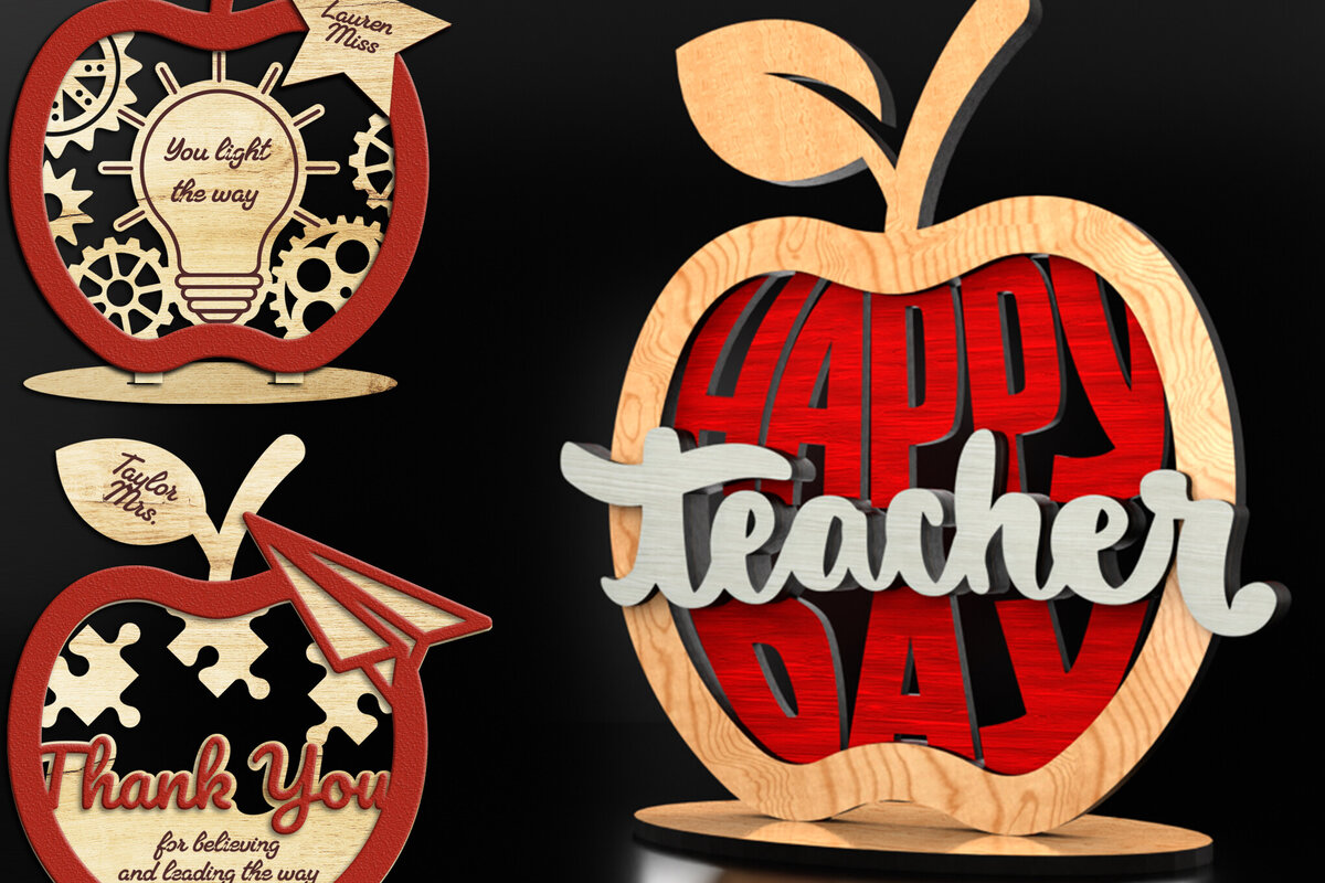 Intra απο ξύλο plywood 3mm-4mm πάχος – Σετ ντεκόρ γραφείου δασκάλου (3 τεμαχίων) Δίασταση  20x20 cm INTRAFABR-122893775