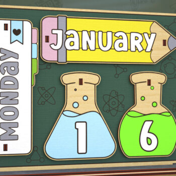 Intra απο ξύλο plywood 3mm-4mm πάχος – Ημερολόγιο Δασκάλου Αιώνιο Θρανίο | CNC Δίασταση  20x20 cm INTRAFABR-116836215 - Image 1