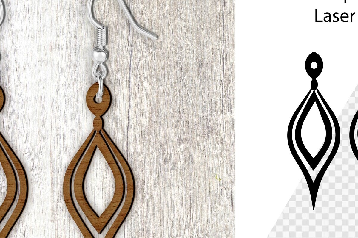 Intra απο ξύλο plywood 3mm-4mm πάχος – Σκουλαρίκια Teadrop Cut Laser. Σκουλαρίκια Δίασταση  5x5 cm INTRAFABR-100151563