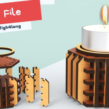 Intra απο ξύλο plywood 3mm-4mm πάχος – Κηροπήγιο ρεσώ, Αρχείο κοπής με λέιζερ Δίασταση  20x20 cm INTRAFABR-87522070 - Image 1