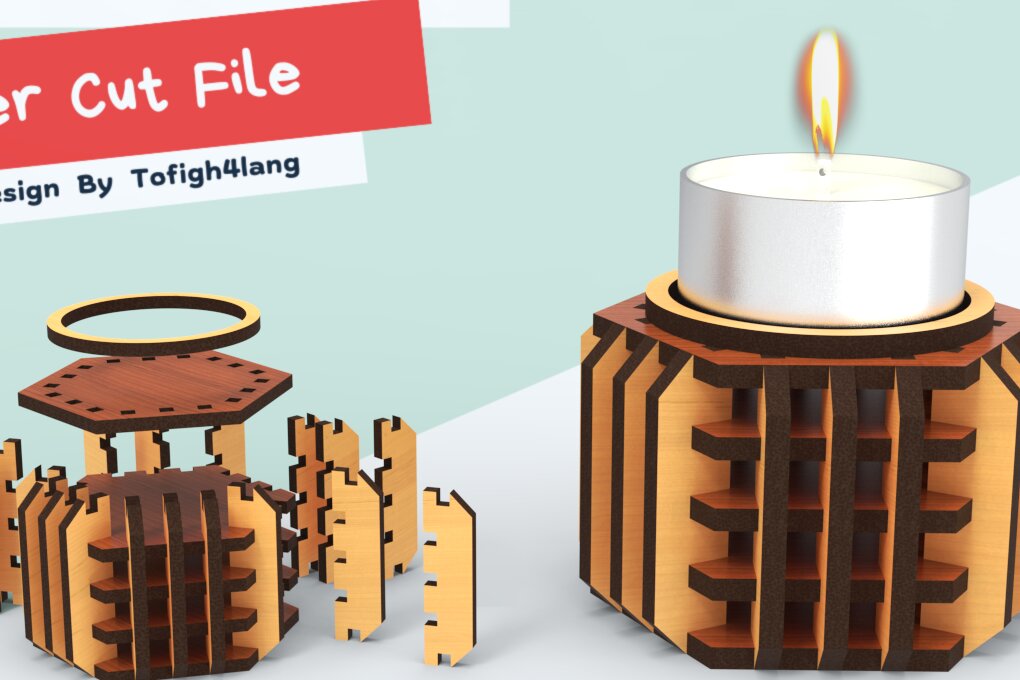 Intra απο ξύλο plywood 3mm-4mm πάχος – Κηροπήγιο ρεσώ, Αρχείο κοπής με λέιζερ Δίασταση  20x20 cm INTRAFABR-87522070