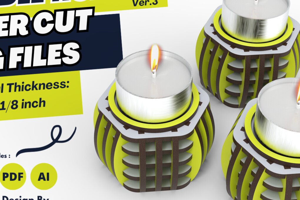 Intra απο ξύλο plywood 3mm-4mm πάχος – Κηροπήγιο ρεσώ | Αρχείο κοπής με λέιζερ Δίασταση  20x20 cm INTRAFABR-87532838