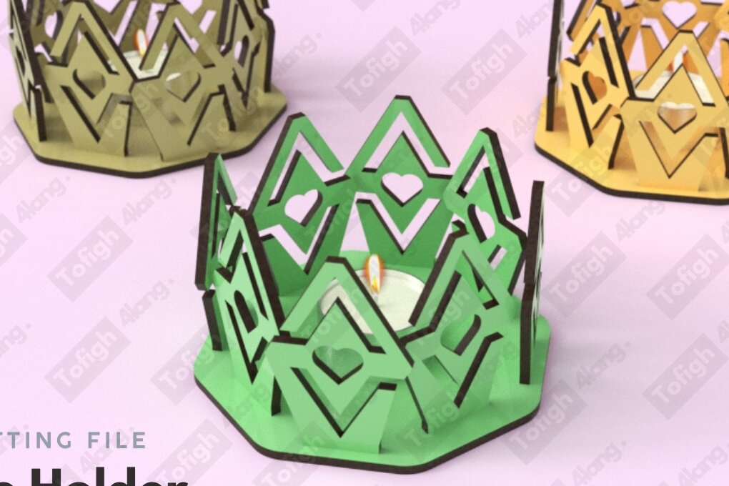 Intra απο ξύλο plywood 3mm-4mm πάχος – Κηροπήκτης Tealight Αρχείο κοπής με λέιζερ Δίασταση  20x20 cm INTRAFABR-117902391