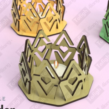 Intra απο ξύλο plywood 3mm-4mm πάχος – Κηροπήκτης Tealight Αρχείο κοπής με λέιζερ Δίασταση  20x20 cm INTRAFABR-117902391 - Image 2