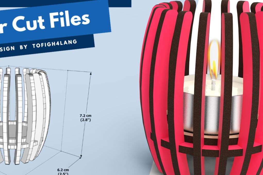 Intra απο ξύλο plywood 3mm-4mm πάχος – Κηροπήγιο ρεσώ, Αρχείο κοπής με λέιζερ Δίασταση  20x20 cm INTRAFABR-87484244