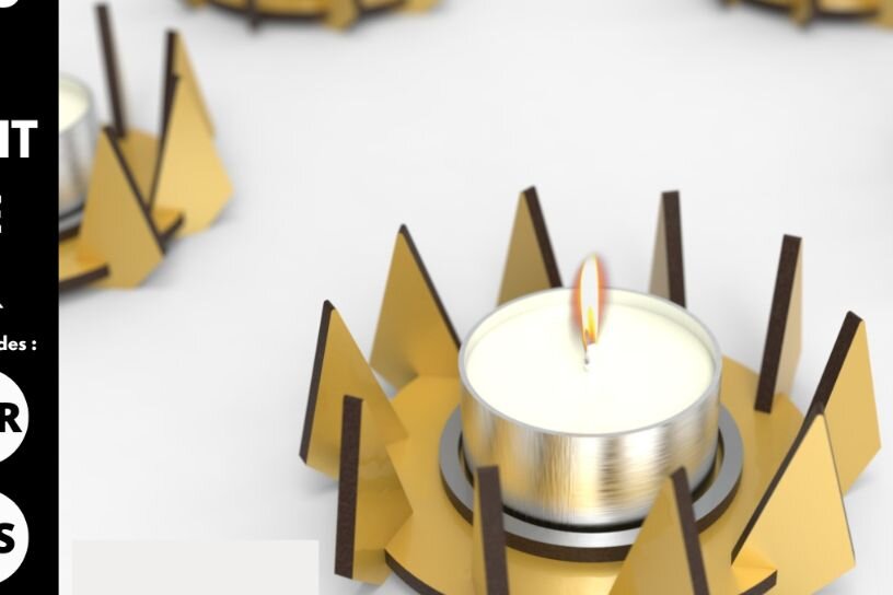 Intra απο ξύλο plywood 3mm-4mm πάχος – Κηροπήγιο ρεσώ | | Δίασταση  20x20 cm INTRAFABR-78093433