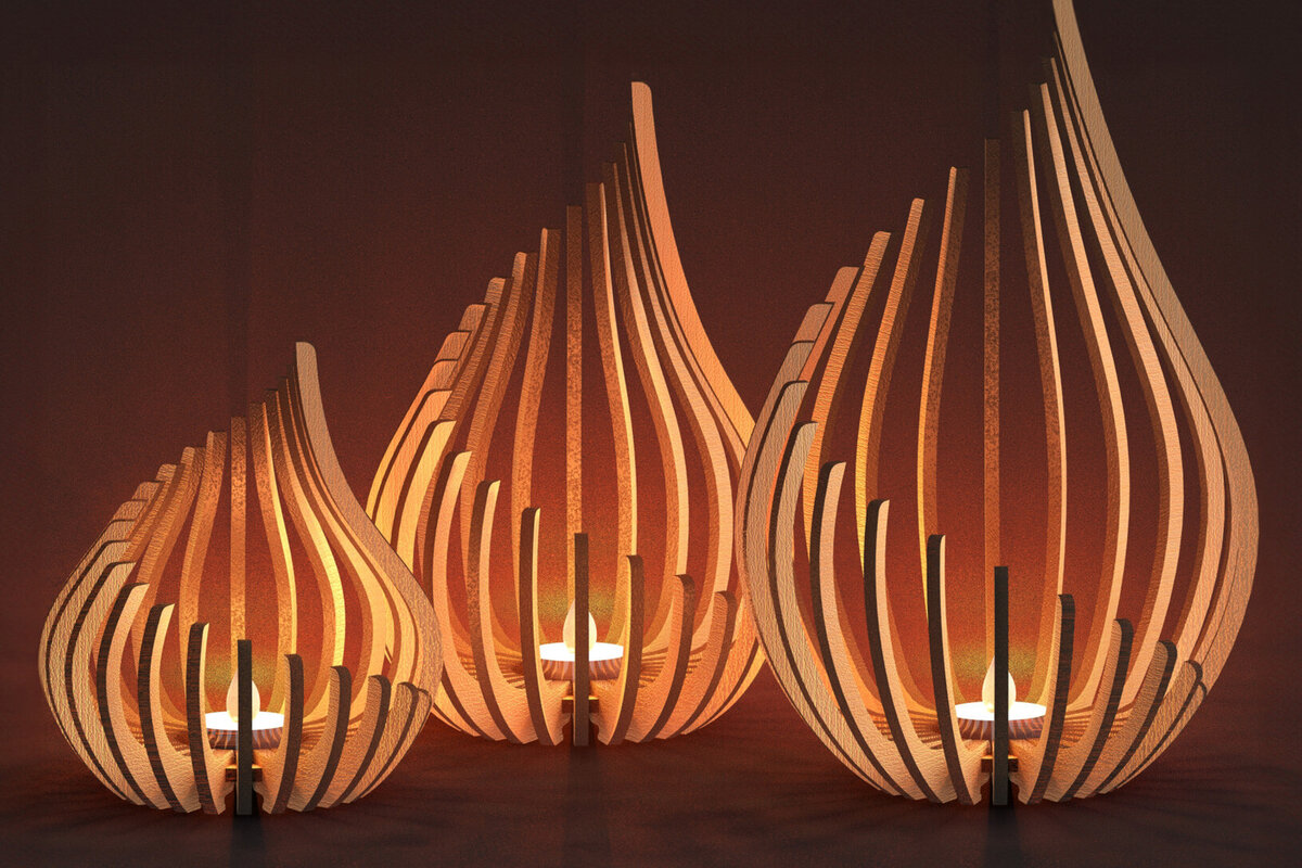 Intra απο ξύλο plywood 3mm-4mm πάχος – Tealight Holders Set Files για Laser Δίασταση  20x20 cm INTRAFABR-79647354