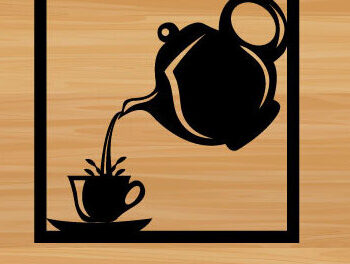 Intra απο ξύλο plywood 3mm-4mm πάχος –  πινακίδα τσαγιέρα | Σημάδι καλωσορίσματος ώρας τσαγιού Δίασταση  20x20 cm INTRAFABR-75398105 - Image 2