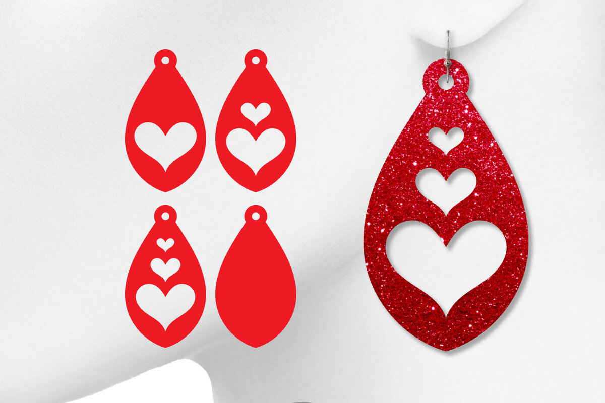 Intra απο ξύλο plywood 3mm-4mm πάχος – Σκουλαρίκια Tear Drop, Valentines Jewel Δίασταση  5x5 cm INTRAFABR-6773069