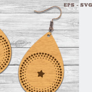 Intra απο ξύλο plywood 3mm-4mm πάχος – Σκουλαρίκια Tear Drop 5 Δίασταση  5x5 cm INTRAFABR-106748096