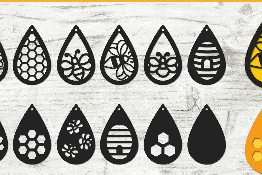 Intra απο ξύλο plywood 3mm-4mm πάχος – Δάκρυ Σκουλαρίκια Μέλισσας Πακέτο Δίασταση  5x5 cm INTRAFABR-70810683