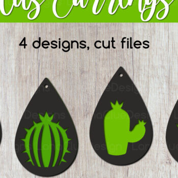 Intra απο ξύλο plywood 3mm-4mm πάχος – Teardrop Cactus Earrings Δίασταση  5x5 cm INTRAFABR-124698689 - Image 1