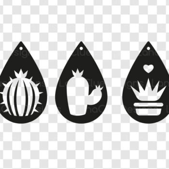 Intra απο ξύλο plywood 3mm-4mm πάχος – Teardrop Cactus Earrings Δίασταση  5x5 cm INTRAFABR-124698689 - Image 2