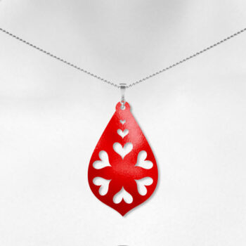 Intra απο ξύλο plywood 3mm-4mm πάχος – Σκουλαρίκι δάκρυ με καρδιές Δίασταση  5x5 cm INTRAFABR-15595876 - Image 4