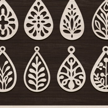 Intra απο ξύλο plywood 3mm-4mm πάχος – Δάκρυ Σκουλαρίκια Κοπή Laser | | DXF Δίασταση  5x5 cm INTRAFABR-106431775 - Image 1