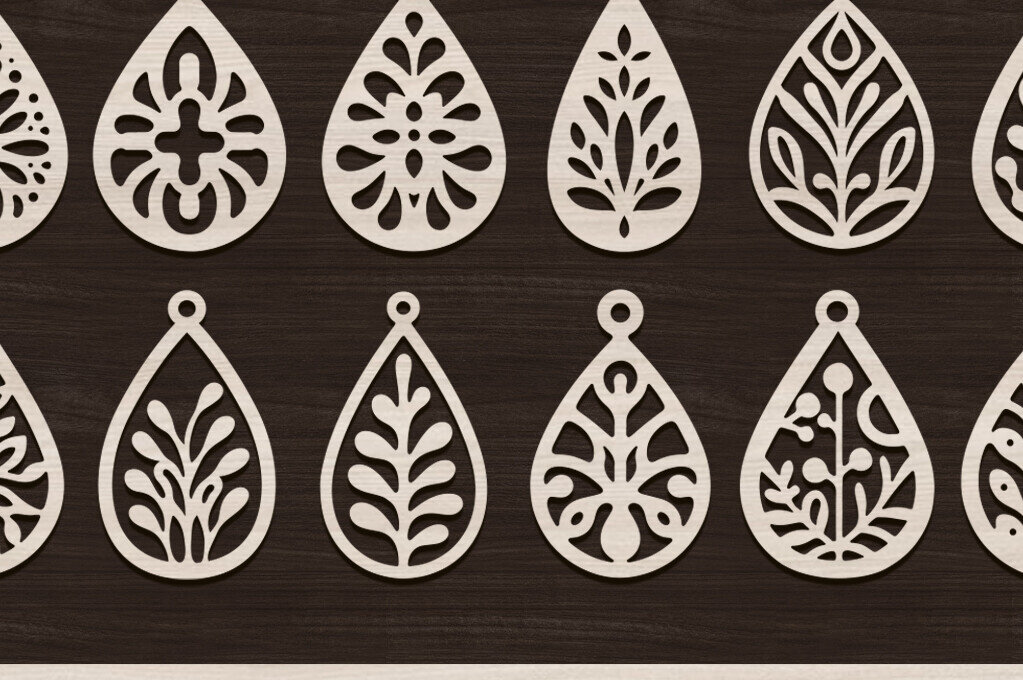 Intra απο ξύλο plywood 3mm-4mm πάχος – Δάκρυ Σκουλαρίκια Κοπή Laser | | DXF Δίασταση  5x5 cm INTRAFABR-106431775