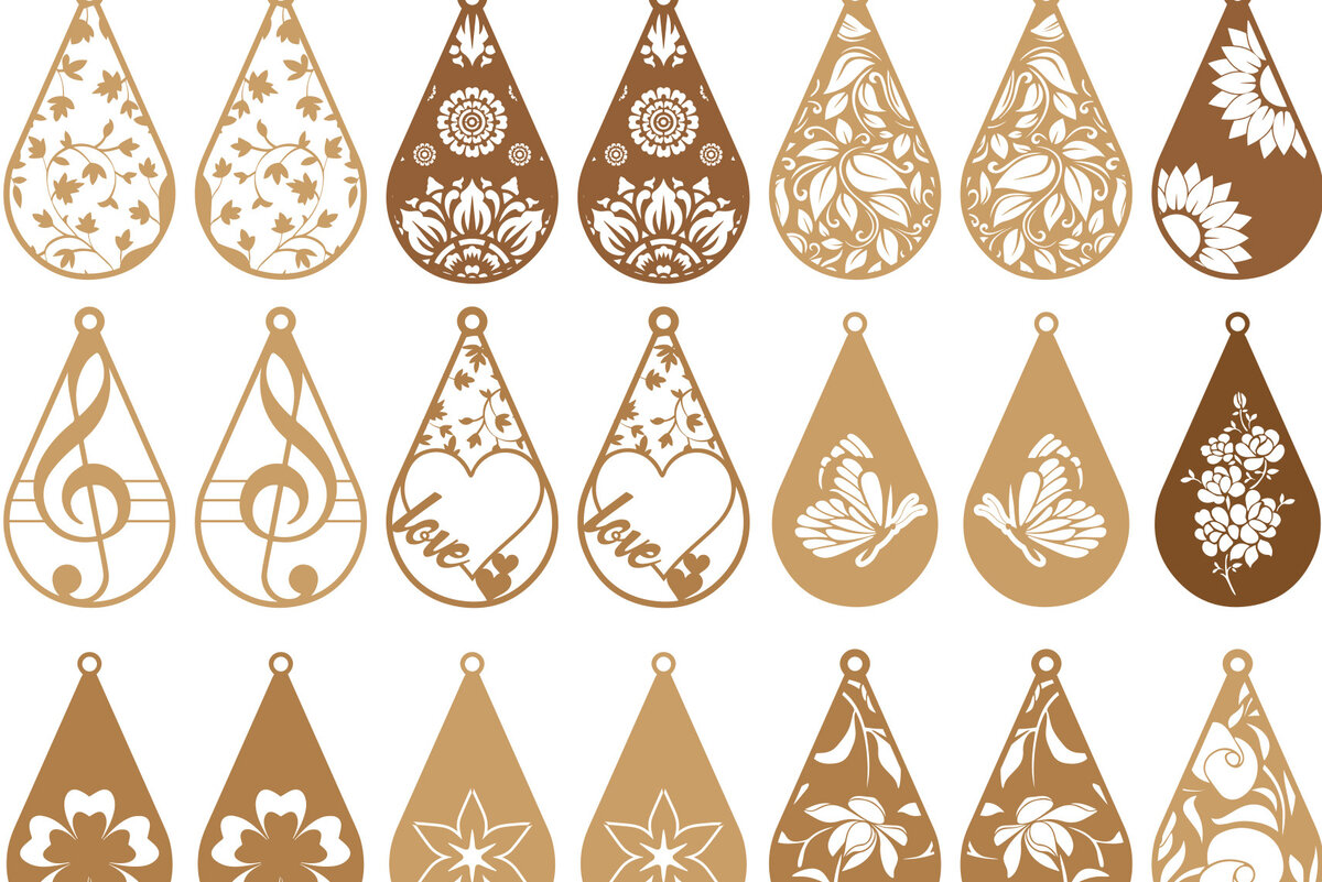 Intra απο ξύλο plywood 3mm-4mm πάχος – Δάκρυ Σκουλαρίκια Bundle, Δίασταση  5x5 cm INTRAFABR-74176229