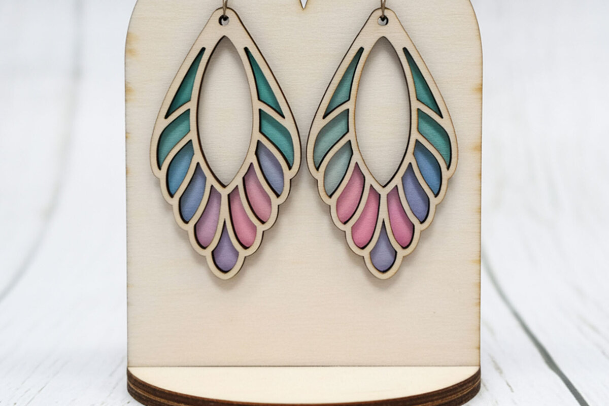 Intra απο ξύλο plywood 3mm-4mm πάχος – Σκουλαρίκια δάκρυ Cut Laser Δίασταση  5x5 cm INTRAFABR-122674381