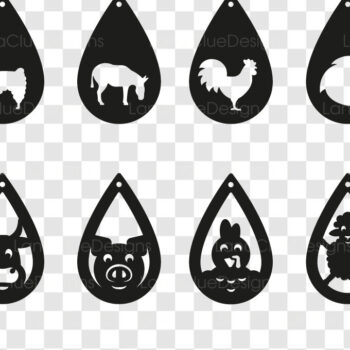 Intra απο ξύλο plywood 3mm-4mm πάχος – Πακέτο με σκουλαρίκια δάκρυ Farm Animal Δίασταση  5x5 cm INTRAFABR-67869355 - Image 2