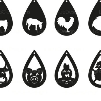 Intra απο ξύλο plywood 3mm-4mm πάχος – Πακέτο με σκουλαρίκια δάκρυ Farm Animal Δίασταση  5x5 cm INTRAFABR-67869355 - Image 3