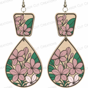 Intra απο ξύλο plywood 3mm-4mm πάχος – Σκουλαρίκια Teardrop Floral Δίασταση  5x5 cm INTRAFABR-124514736