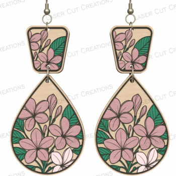 Intra απο ξύλο plywood 3mm-4mm πάχος – Σκουλαρίκια Teardrop Floral Δίασταση  5x5 cm INTRAFABR-124514736 - Image 1