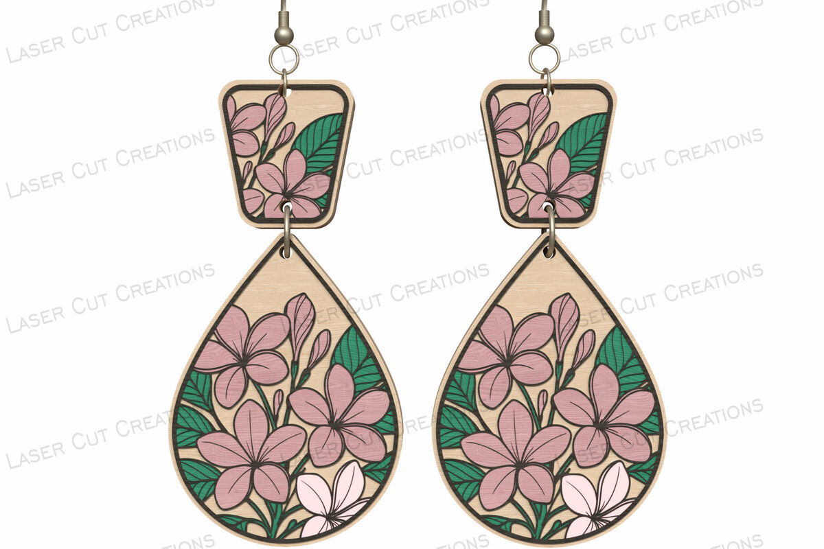 Intra απο ξύλο plywood 3mm-4mm πάχος – Σκουλαρίκια Teardrop Floral Δίασταση  5x5 cm INTRAFABR-124514736