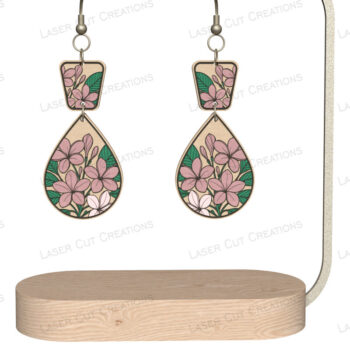 Intra απο ξύλο plywood 3mm-4mm πάχος – Σκουλαρίκια Teardrop Floral Δίασταση  5x5 cm INTRAFABR-124514736 - Image 2