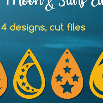 Intra απο ξύλο plywood 3mm-4mm πάχος – Teardrop Moon με Σκουλαρίκια Stars Δίασταση 5x5 cm INTRAFABR-121092352 - Image 1