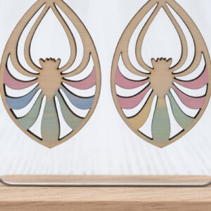 Intra απο ξύλο plywood 3mm-4mm πάχος – Σκουλαρίκια Teardrop Spider Petal Δίασταση  5x5 cm INTRAFABR-122357150